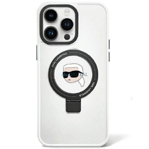 Karl Lagerfeld KLHMP15SHMRSKHHH iPhone 15 6.1" fehér keménytok gyűrűs állvány Karl Head MagSafe