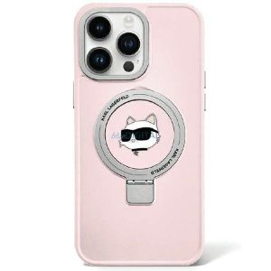 Karl Lagerfeld KLHMP15SHMRSCHP iPhone 15 6.1" rózsaszín keménytok gyűrűs állvány Choupette Head MagSafe