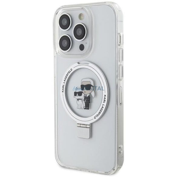 Karl Lagerfeld KLHMP14LHMRSKCH iPhone 14 Pro 6.1" fehér keménytok gyűrűs állvány Karl&Choupette MagSafe