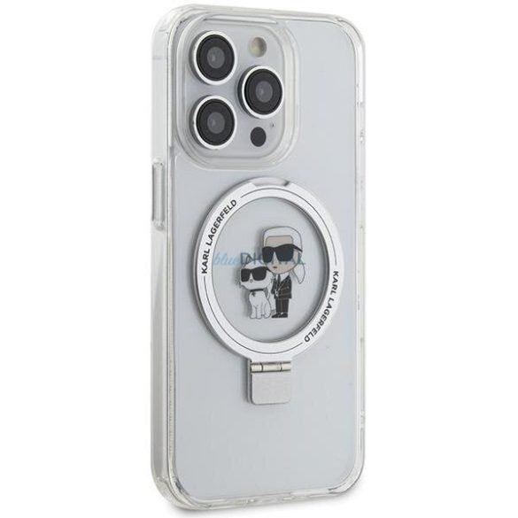 Karl Lagerfeld KLHMP14LHMRSKCH iPhone 14 Pro 6.1" fehér keménytok gyűrűs állvány Karl&Choupette MagSafe