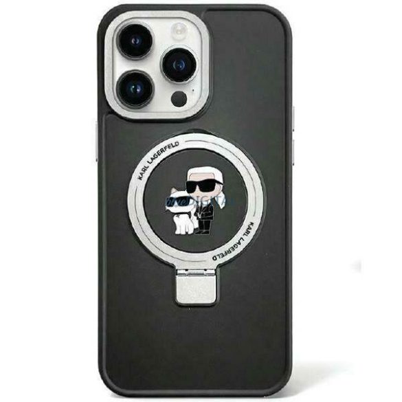 Karl Lagerfeld KLHMP15MHMRSKCK iPhone 15 Plus 6.7 "fekete keménytok gyűrűs állvány Karl&Choupette MagSafe