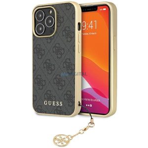 Guess GUHCP14LGF4GGR iPhone 14 Pro 6.1" szürke keménytok 4G Charms kollekció