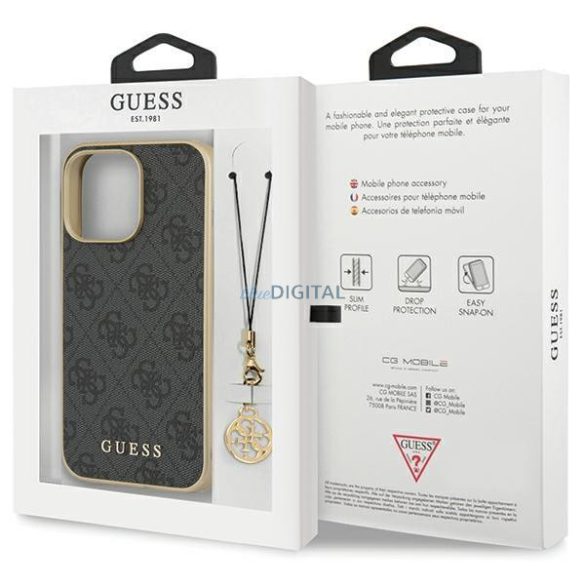 Guess GUHCP14LGF4GGR iPhone 14 Pro 6.1" szürke keménytok 4G Charms kollekció