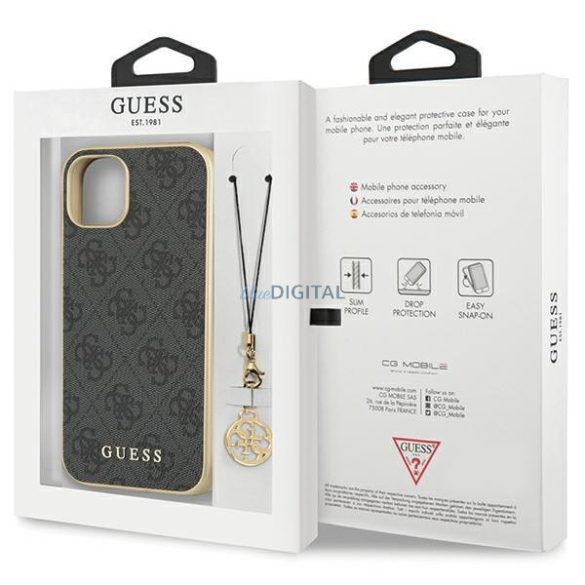 Guess GUHCP14SGF4GGR iPhone 14 6.1" szürke keménytok 4G Charms kollekció