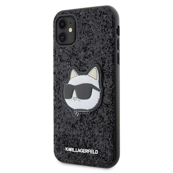 Karl Lagerfeld KLHCN61G2CPK iPhone 11 / Xr 6.1" fekete keménytok Glitter Choupette Patch