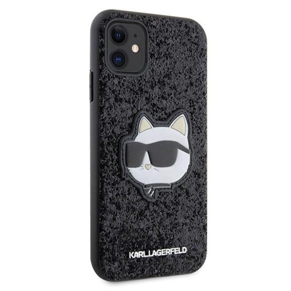 Karl Lagerfeld KLHCN61G2CPK iPhone 11 / Xr 6.1" fekete keménytok Glitter Choupette Patch