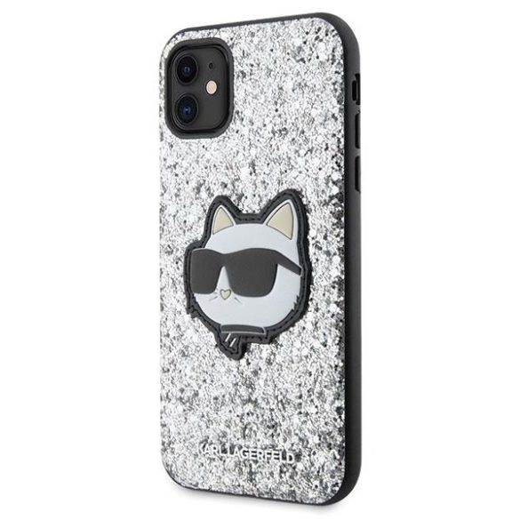 Karl Lagerfeld KLHCN61G2CPS iPhone 11 / Xr 6.1" ezüst keménytok Glitter Choupette Patch