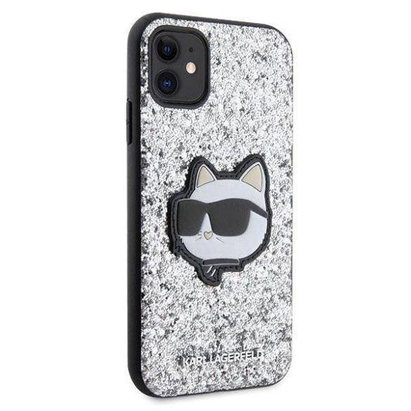 Karl Lagerfeld KLHCN61G2CPS iPhone 11 / Xr 6.1" ezüst keménytok Glitter Choupette Patch