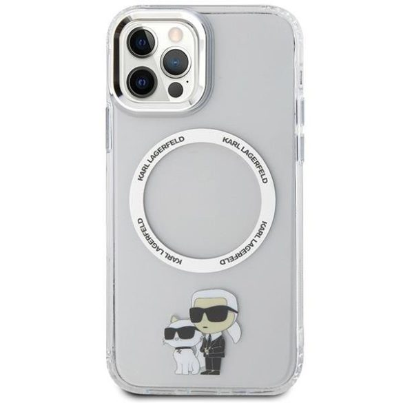 Karl Lagerfeld KLHMP12MHNKCIT iPhone 12/ 12 Pro 6.1" keménytok átlátszó, ikonikus Karl&Choupette Magsafe