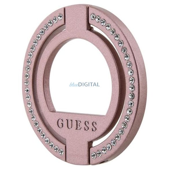 Guess MagSafe gyűrű állvány GUMRSALDGP rózsaszín strasszkővel