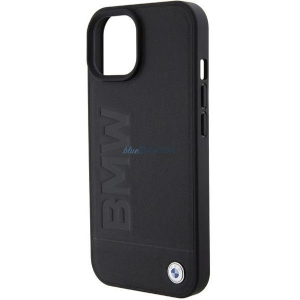 BWM bőr Hot Stamp tok iPhone 15 készülékhez - fekete