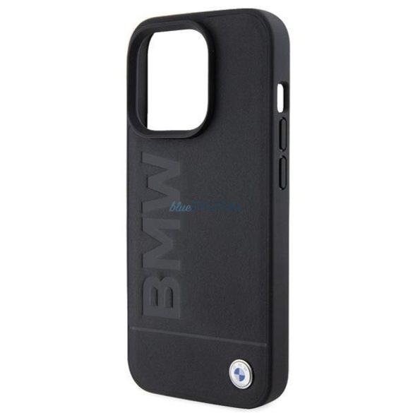 BWM bőr Hot Stamp tok iPhone 15 Pro Max készülékhez - fekete