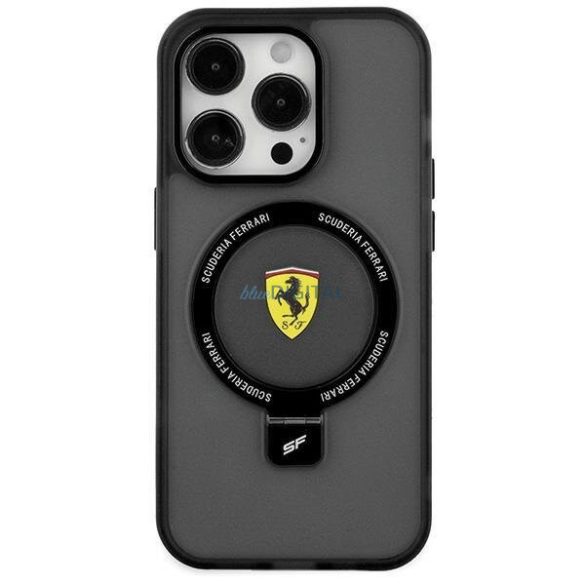 Ferrari FEHMP15SUSCAK iPhone 15 6.1" fekete keménytok gyűrűs állvány 2023 Collection MagSafe