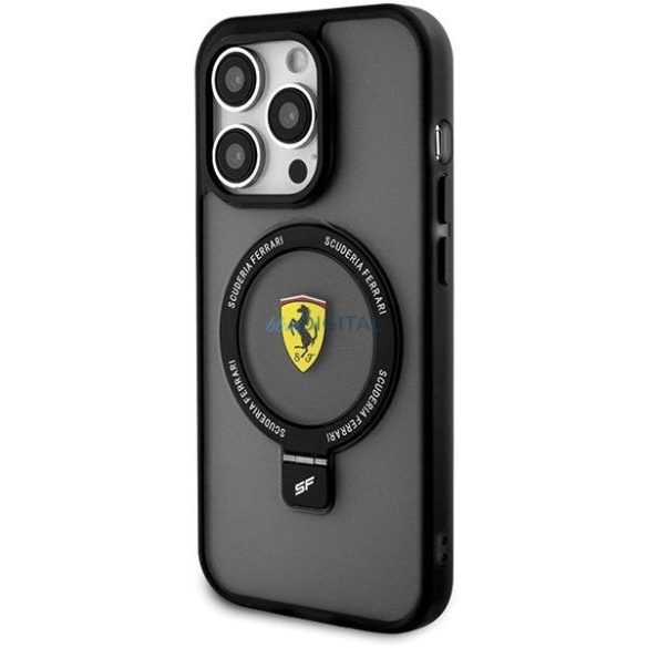 Ferrari FEHMP15XUSCAK iPhone 15 Pro Max 6.7" fekete keménytok gyűrűs állvány 2023 Collection MagSafe