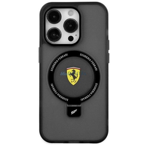 Ferrari FEHMP15XUSCAK iPhone 15 Pro Max 6.7" fekete keménytok gyűrűs állvány 2023 Collection MagSafe