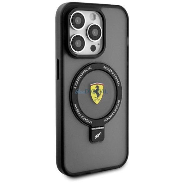 Ferrari FEHMP15XUSCAK iPhone 15 Pro Max 6.7" fekete keménytok gyűrűs állvány 2023 Collection MagSafe