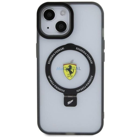Ferrari FEHMP15SUSCAH iPhone 15 6.1" átlátszó keménytok gyűrűs állvány 2023 Collection MagSafe