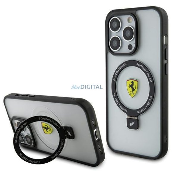 Ferrari FEHMP15XUSCAH iPhone 15 Pro Max 6.7" átlátszó keménytok gyűrűs állvány 2023 Collection MagSafe