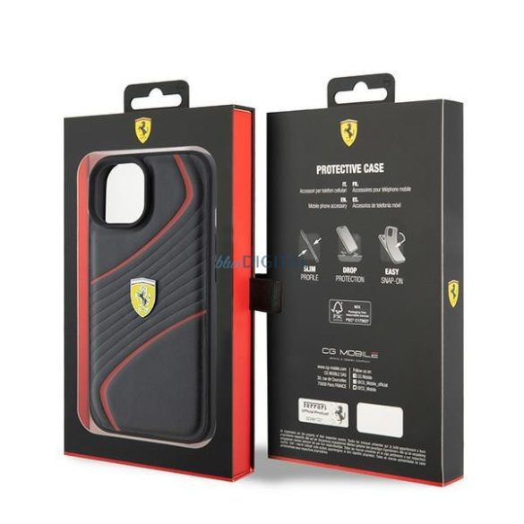 Ferrari FEHCP15SPTWK iPhone 15 6.1" fekete keménytok Twist fém logóval