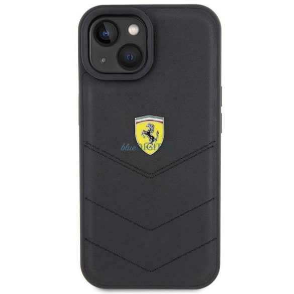 Ferrari steppelt fém logós tok iPhone 15 készülékhez - fekete