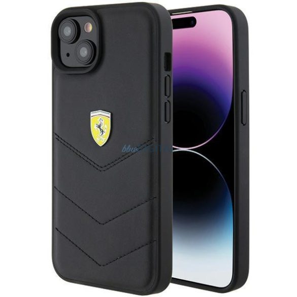 Ferrari FEHCP15MRDUK iPhone 15 Plus 6.7" fekete keménytok steppelt fém logóval