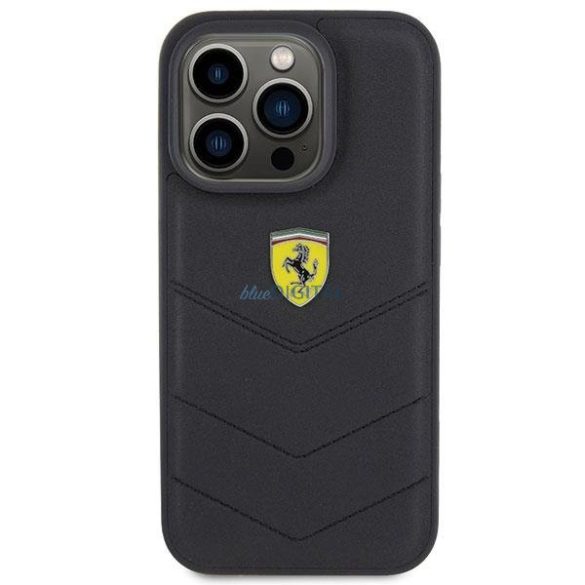 Ferrari steppelt fém logós tok iPhone 15 Pro készülékhez - fekete