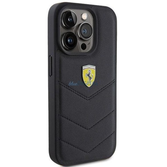 Ferrari steppelt fém logós tok iPhone 15 Pro készülékhez - fekete