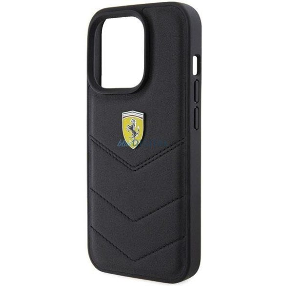 Ferrari steppelt fém logós tok iPhone 15 Pro készülékhez - fekete