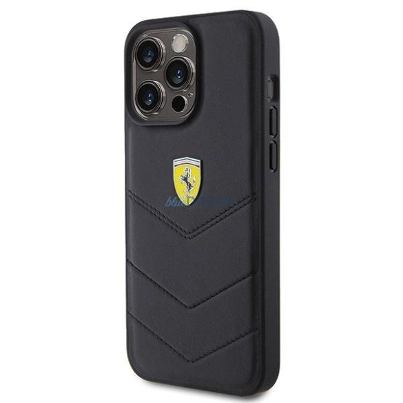 Ferrari steppelt fém logós tok iPhone 15 Pro Max készülékhez - fekete