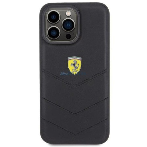 Ferrari steppelt fém logós tok iPhone 15 Pro Max készülékhez - fekete