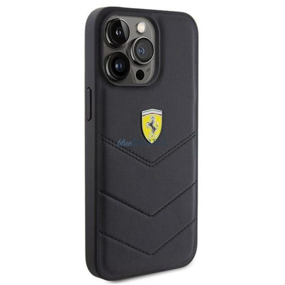 Ferrari steppelt fém logós tok iPhone 15 Pro Max készülékhez - fekete