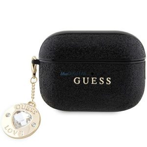 Guess GUAP2PGEHCDK tok AirPods Pro 2 tok - fekete Fixed Glitter szív gyémánt charm