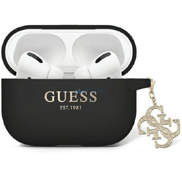 Guess GUAP2LECG4K tok AirPods Pro 2 tok - fekete Folyékony szilikon csillogó háromszög charm