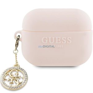 Guess GUAP23DSLGHDP AirPods Pro 2 tok rózsaszín 3D gumi 4G gyémánt charm