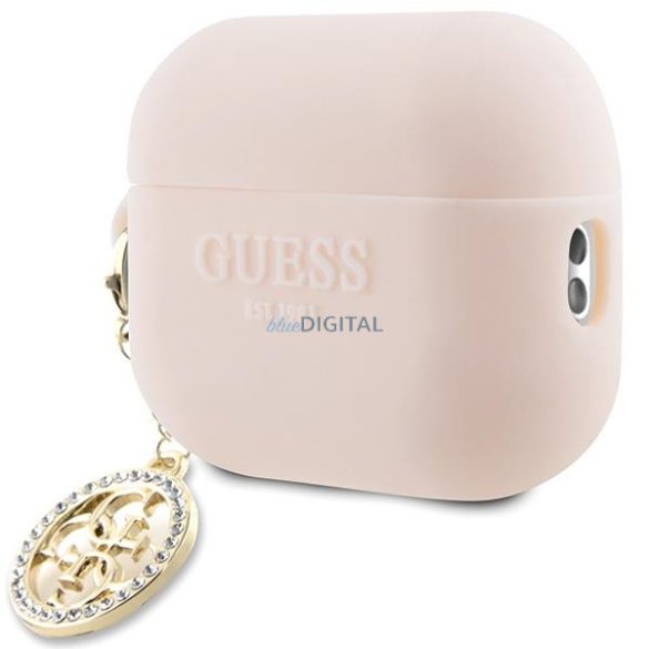 Guess GUAP23DSLGHDP AirPods Pro 2 tok rózsaszín 3D gumi 4G gyémánt charm
