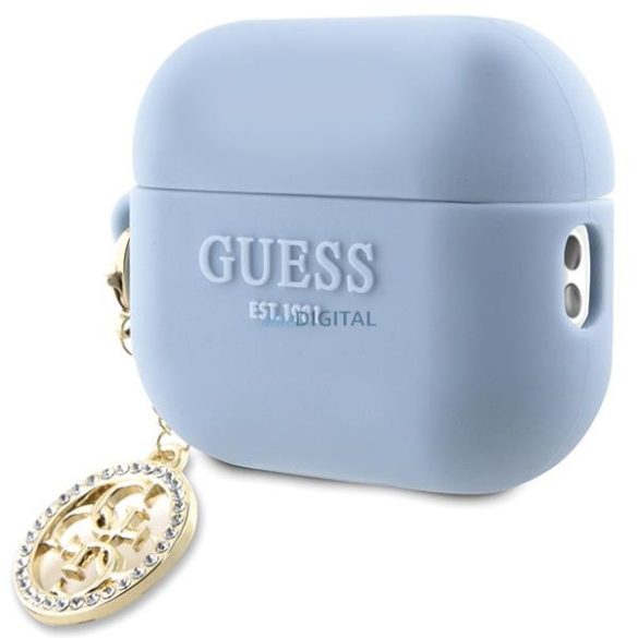 Guess GUAP23DSLGHDB AirPods Pro 2 tok kék 3D gumi 4G gyémánt charm