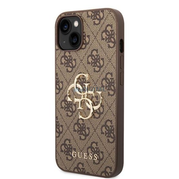 Guess GUHCP15M4GMGBR iPhone 15 Plus 6.7" barna keménytok 4G nagy fém logóval