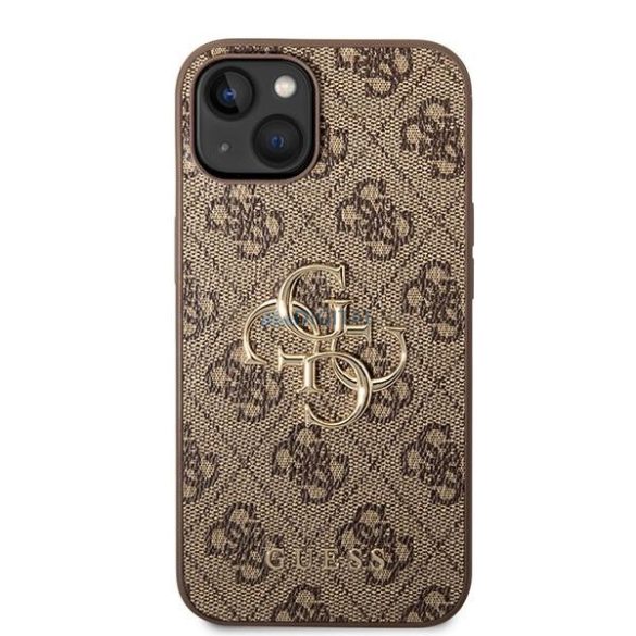 Guess GUHCP15M4GMGBR iPhone 15 Plus 6.7" barna keménytok 4G nagy fém logóval