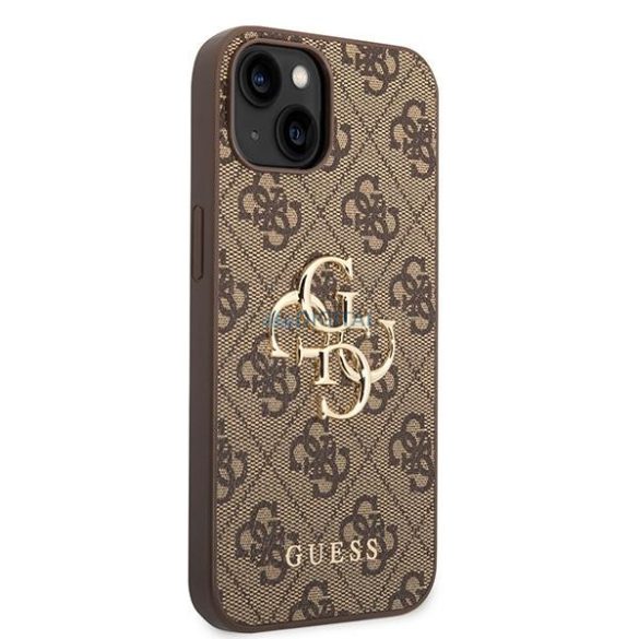 Guess GUHCP15M4GMGBR iPhone 15 Plus 6.7" barna keménytok 4G nagy fém logóval