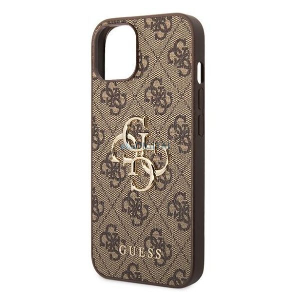 Guess GUHCP15M4GMGBR iPhone 15 Plus 6.7" barna keménytok 4G nagy fém logóval