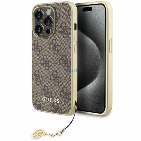 Guess GUHCP15LGF4GBR iPhone 15 Pro 6.1" barna keménytok 4G Charms kollekció