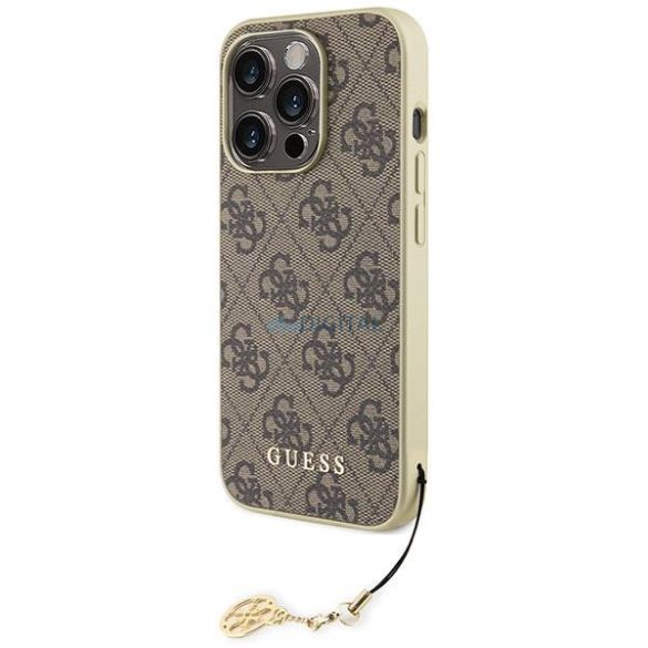 Guess GUHCP15LGF4GBR iPhone 15 Pro 6.1" barna keménytok 4G Charms kollekció