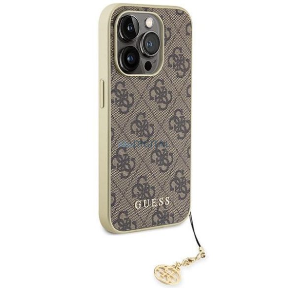 Guess GUHCP15LGF4GBR iPhone 15 Pro 6.1" barna keménytok 4G Charms kollekció