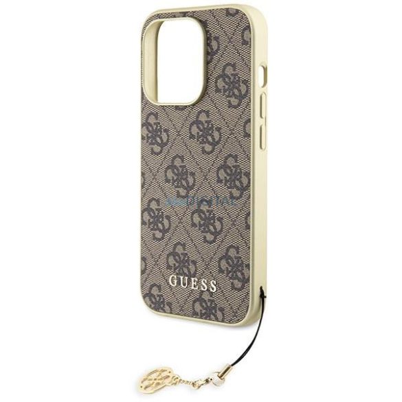 Guess GUHCP15LGF4GBR iPhone 15 Pro 6.1" barna keménytok 4G Charms kollekció