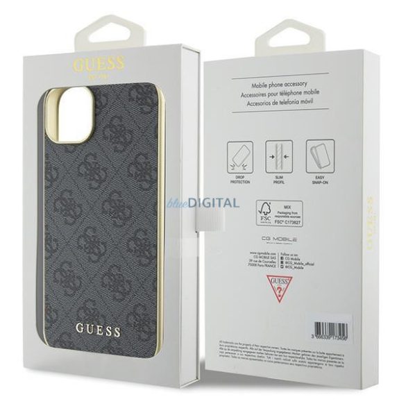 Guess GUHCP15MGF4GGR iPhone 15 Plus 6.7" szürke keménytok 4G Charms kollekció