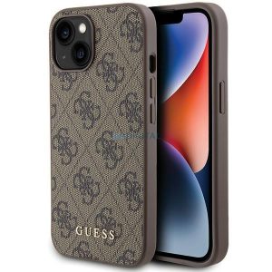 Guess 4G fém arany logós tok iPhone 15 készülékhez - barna