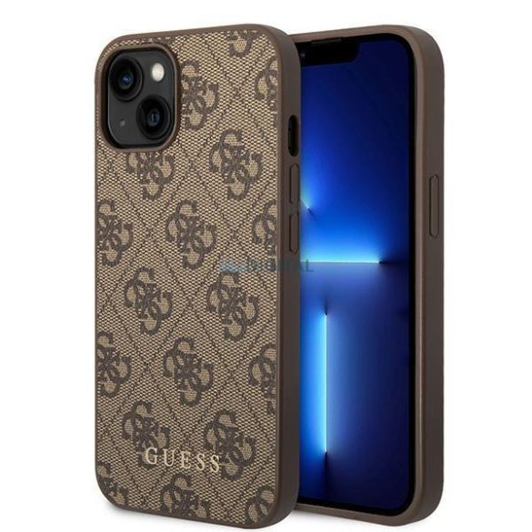 Guess GUHCP15MG4GFBR iPhone 15 Plus 6.7" barna keménytok 4G fém arany logo