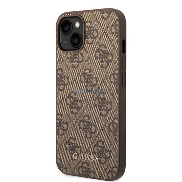 Guess GUHCP15MG4GFBR iPhone 15 Plus 6.7" barna keménytok 4G fém arany logo