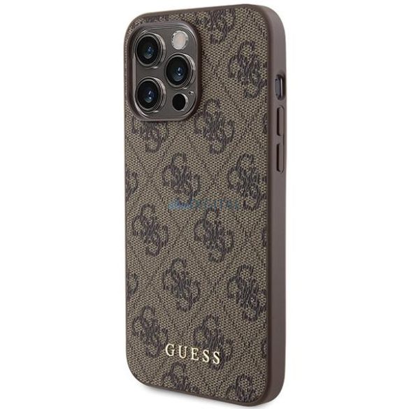 Guess 4G fém arany logós tok iPhone 15 Pro Max készülékhez - Barna