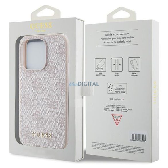Guess 4G fém arany logós tok iPhone 15 Pro készülékhez - Rózsaszín